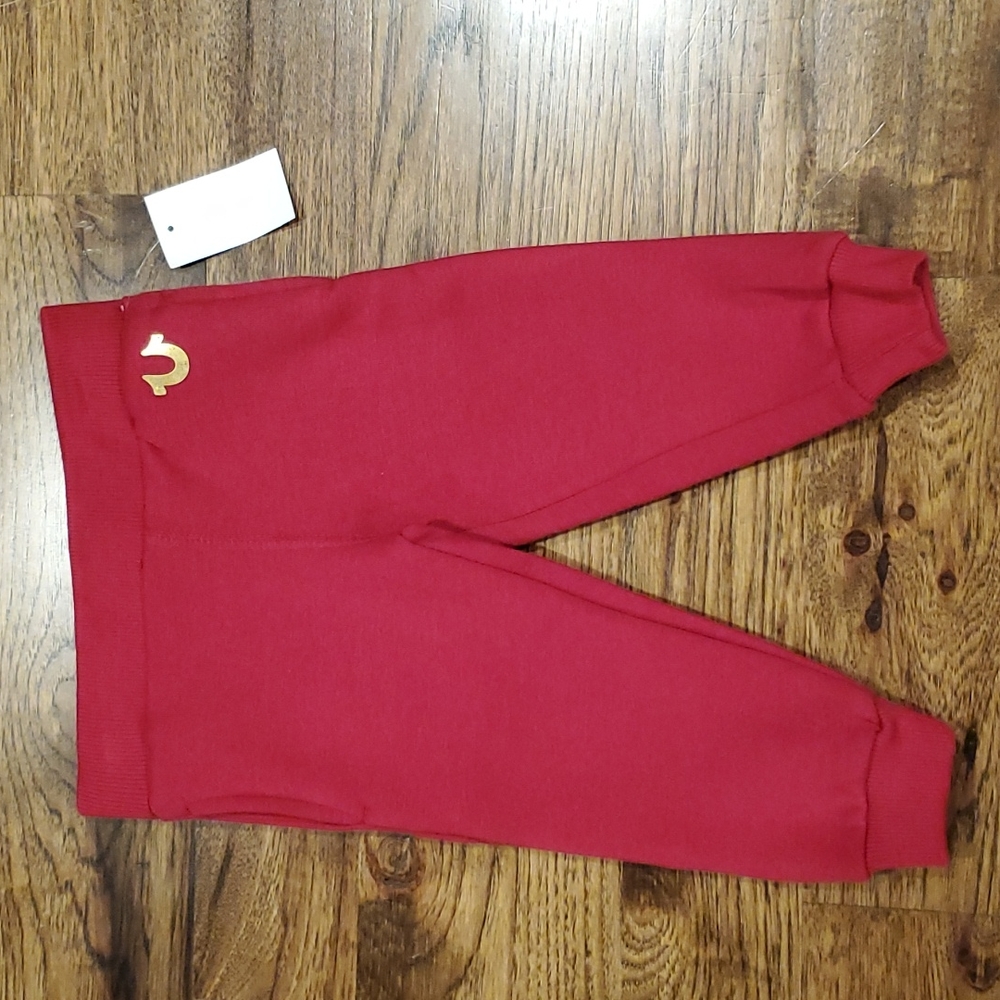 Kids unisex True Religion red jogger pull on pants size 12M
